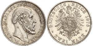 2 Марка Duchy of Mecklenburg-Schwerin (1352-1918) Серебро Фридрих Франц II (великий герцог Мекленбург-Шверина)