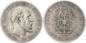 2 Марка Duchy of Mecklenburg-Schwerin (1352-1918) Серебро Фридрих Франц II (великий герцог Мекленбург-Шверина)