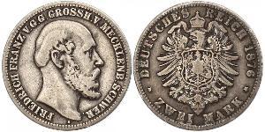 2 Марка Duchy of Mecklenburg-Schwerin (1352-1918) Серебро Фридрих Франц II (великий герцог Мекленбург-Шверина)