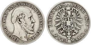 2 Марка Duchy of Mecklenburg-Schwerin (1352-1918) Серебро Фридрих Франц II (великий герцог Мекленбург-Шверина)