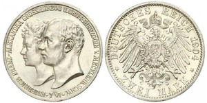 2 Марка Duchy of Mecklenburg-Schwerin (1352-1918) Серебро Frederick Francis IV, Grand Duke of Mecklenburg (1882 - 1945)