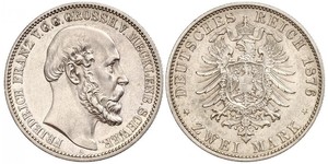 2 Марка Duchy of Mecklenburg-Schwerin (1352-1918) Серебро Фридрих Франц II (великий герцог Мекленбург-Шверина)