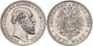 2 Марка Duchy of Mecklenburg-Schwerin (1352-1918) Серебро Фридрих Франц II (великий герцог Мекленбург-Шверина)