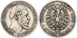 2 Марка Duchy of Mecklenburg-Schwerin (1352-1918) Серебро Фридрих Франц II (великий герцог Мекленбург-Шверина)