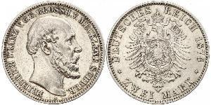 2 Марка Duchy of Mecklenburg-Schwerin (1352-1918) Серебро Фридрих Франц II (великий герцог Мекленбург-Шверина)