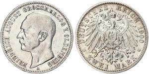 2 Марка Grand Duchy of Oldenburg (1814 - 1918) Серебро Фридрих Август III (король Саксонии) (1865-1932)