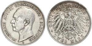 2 Марка Grand Duchy of Oldenburg (1814 - 1918) Серебро Фридрих Август III (король Саксонии) (1865-1932)