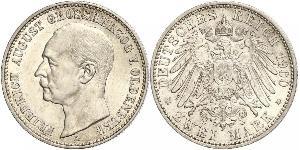 2 Марка Grand Duchy of Oldenburg (1814 - 1918) Серебро Фридрих Август III (король Саксонии) (1865-1932)