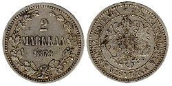 2 Марка Великое княжество Финляндское (1809 - 1917) Серебро Александр III (1845 -1894)