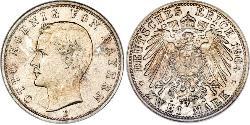 2 Марка Королевство Бавария (1806 - 1918) Серебро Отто I (король Баварии)(1848 – 1916)