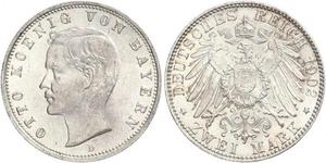 2 Марка Королевство Бавария (1806 - 1918) Серебро Отто I (король Баварии)(1848 – 1916)