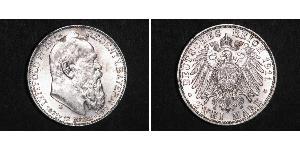 2 Марка Королевство Бавария (1806 - 1918) Серебро Отто I (король Баварии)(1848 – 1916)