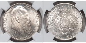 2 Марка Королевство Бавария (1806 - 1918) Серебро Отто I (король Баварии)(1848 – 1916)