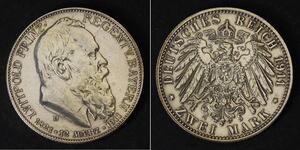 2 Марка Королевство Бавария (1806 - 1918) Серебро Отто I (король Баварии)(1848 – 1916)