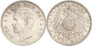 2 Марка Королевство Бавария (1806 - 1918) Серебро Отто I (король Баварии)(1848 – 1916)