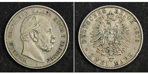 2 Марка Пруссия (королевство) (1701-1918) Серебро Wilhelm I, German Emperor (1797-1888)