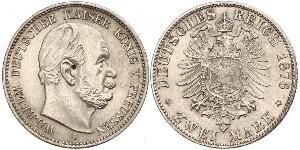 2 Марка Пруссия (королевство) (1701-1918) Серебро Wilhelm I, German Emperor (1797-1888)