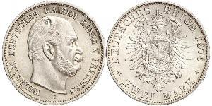 2 Марка Пруссия (королевство) (1701-1918) Серебро Wilhelm I, German Emperor (1797-1888)