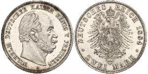 2 Марка Пруссия (королевство) (1701-1918) Серебро Wilhelm I, German Emperor (1797-1888)