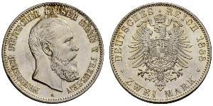 2 Марка Пруссия (королевство) (1701-1918) Серебро Фридрих III (германский император) (1831-1888)