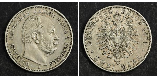 2 Марка Пруссия (королевство) (1701-1918) Серебро Wilhelm I, German Emperor (1797-1888)