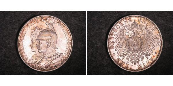 2 Марка Пруссия (королевство) (1701-1918) Серебро Wilhelm II, German Emperor (1859-1941)