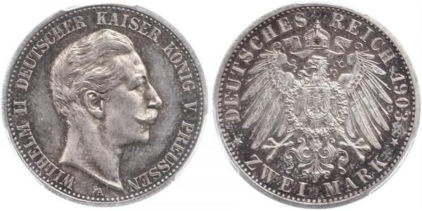 2 Марка Пруссия (королевство) (1701-1918) Серебро Wilhelm II, German Emperor (1859-1941)