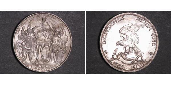 2 Марка Пруссия (королевство) (1701-1918) Серебро 