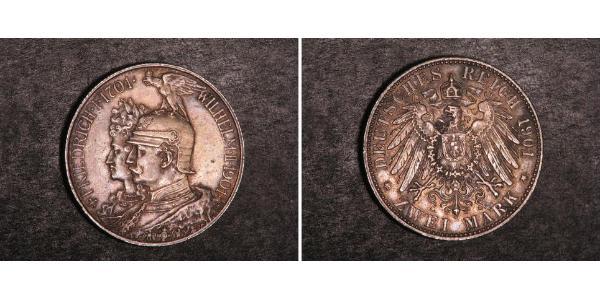 2 Марка Пруссия (королевство) (1701-1918) Серебро Wilhelm II, German Emperor (1859-1941)