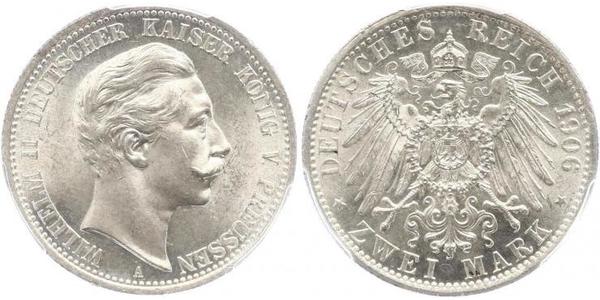 2 Марка Пруссия (королевство) (1701-1918) Серебро Wilhelm II, German Emperor (1859-1941)