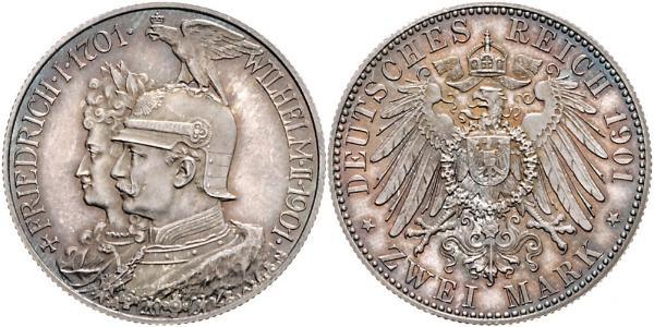 2 Марка Пруссия (королевство) (1701-1918) Серебро Wilhelm II, German Emperor (1859-1941)