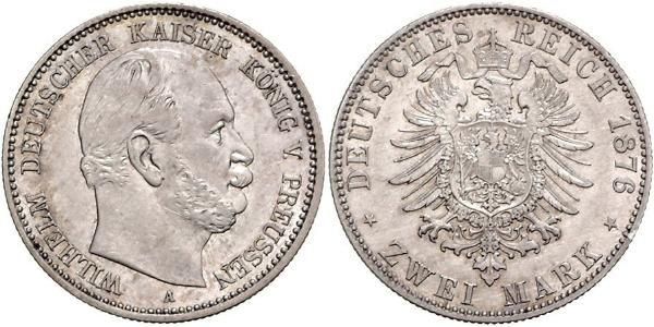 2 Марка Пруссия (королевство) (1701-1918) Серебро Wilhelm I, German Emperor (1797-1888)