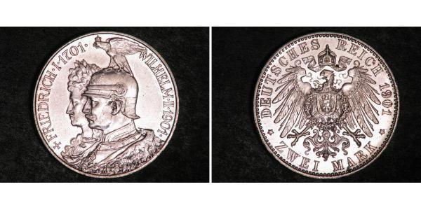2 Марка Пруссия (королевство) (1701-1918) Серебро Wilhelm II, German Emperor (1859-1941)
