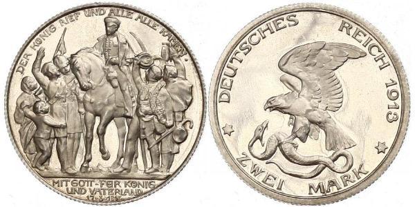 2 Марка Пруссия (королевство) (1701-1918) Серебро 