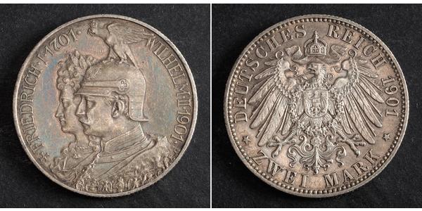 2 Марка Пруссия (королевство) (1701-1918) Серебро Wilhelm II, German Emperor (1859-1941)