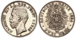 2 Марка Рейсс (старшей линии) (1778 - 1918) Серебро Heinrich XIV, Prince Reuss Younger Line