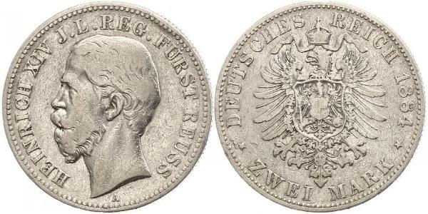 2 Марка Рейсс (старшей линии) (1778 - 1918) Серебро Heinrich XIV, Prince Reuss Younger Line