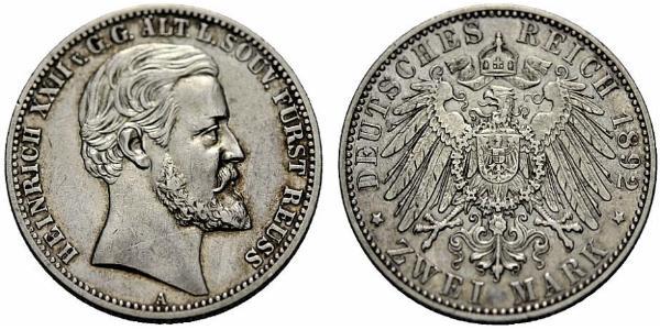 2 Марка Рейсс (старшей линии) (1778 - 1918) Серебро Heinrich XXII (1859 - 1902)