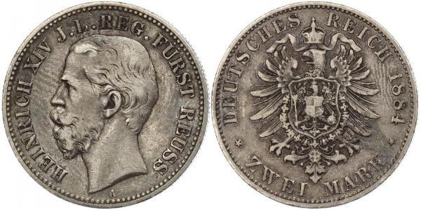 2 Марка Рейсс (старшей линии) (1778 - 1918) Серебро Heinrich XIV, Prince Reuss Younger Line