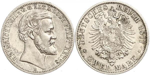 2 Марка Рейсс (старшей линии) (1778 - 1918) Серебро Heinrich XXII (1859 - 1902)