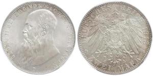 2 Марка Саксен-Мейнинген (1680 - 1918) Серебро Георг II (герцог Саксен-Мейнингена)