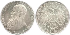 2 Марка Саксен-Мейнинген (1680 - 1918) Серебро Георг II (герцог Саксен-Мейнингена)
