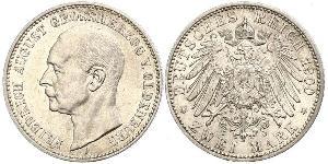 2 Марка Grand Duchy of Oldenburg (1814 - 1918) Срібло Frederick Augustus III of Saxony (1865-1932)