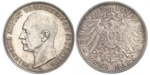 2 Марка Grand Duchy of Oldenburg (1814 - 1918) Срібло Frederick Augustus III of Saxony (1865-1932)