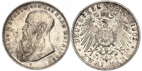 2 Марка null Срібло Georg II, Duke of Saxe-Meiningen