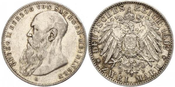 2 Марка null Срібло Georg II, Duke of Saxe-Meiningen