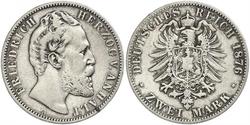 2 Марка Ангальт-Дессау (1603 -1863) / Анхальт (1806 - 1918) Срібло Frederick I, Duke of Anhalt (1831-1904)