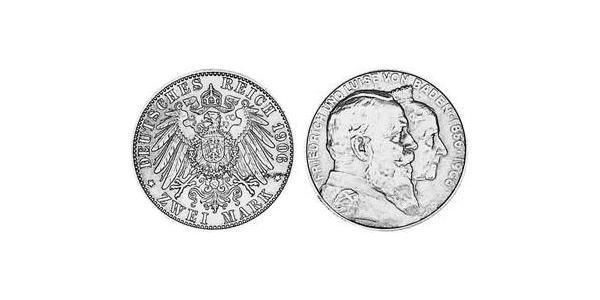 2 Марка Велике герцогство Баден (1806-1918) Срібло Frederick I, Grand Duke of Baden (1826 - 1907)