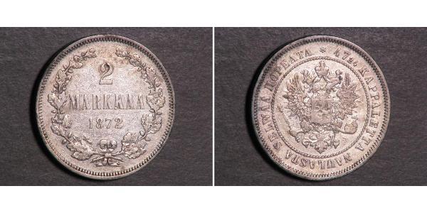 2 Марка Велике князівство Фінляндське (1809 - 1917) Срібло Олександр III (1845 -1894)