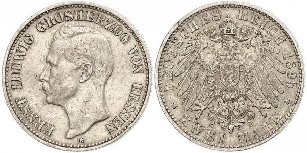 2 Марка Великое герцогство Гессен (1806 - 1918) Срібло Ernest Louis, Grand Duke of Hesse (1868 - 1937)